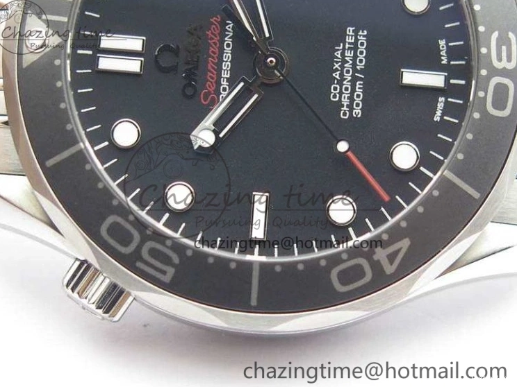 0823 Flexible Seamaster 300M SS OMF 1:1 Best Edition Black Dial Matt Black Ceramic Bezel On SS Bracelet A 8147